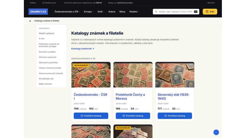 Nové online katalogy známek a bankovek na Znamky.cz