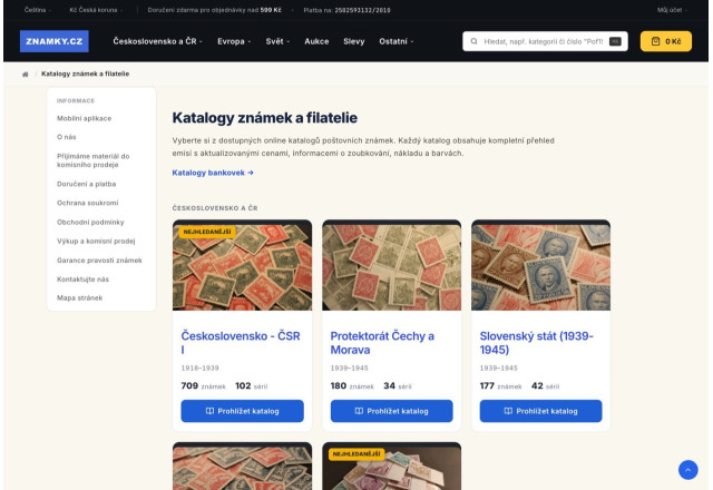 Nové online katalogy známek a bankovek na Znamky.cz