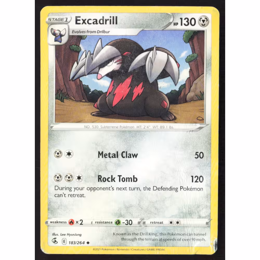 Pokémon karta, SWSH-FS 183/264, Použ., Excadrill, HP 130