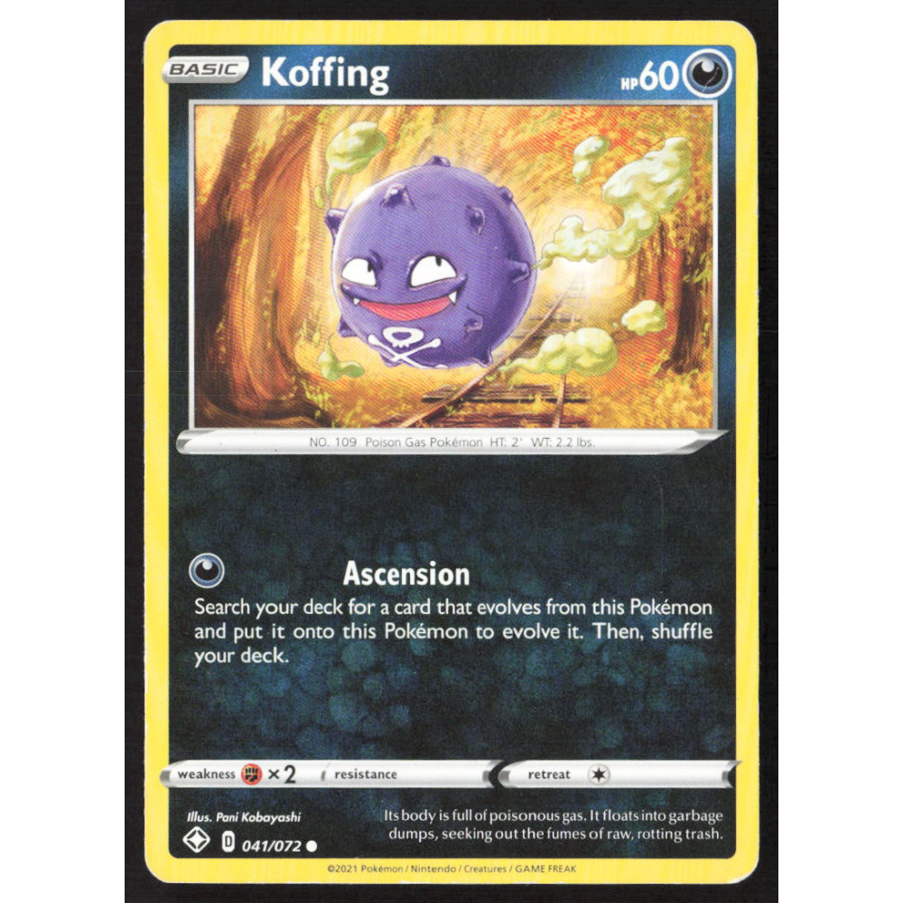 Pokémon card, D 041/072, USED, Koffing, HP 60