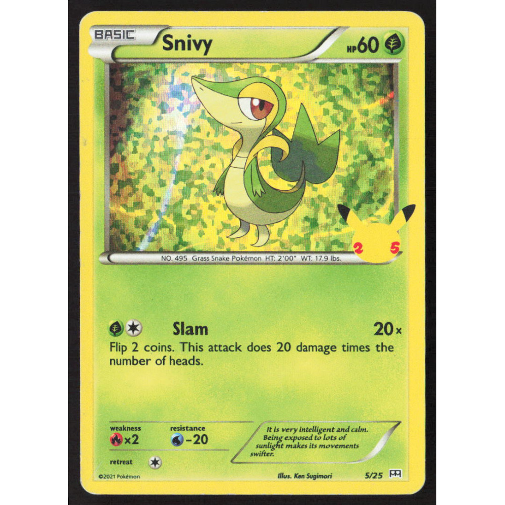Pokémon card, 5/25, USED, Snivy, HP 60