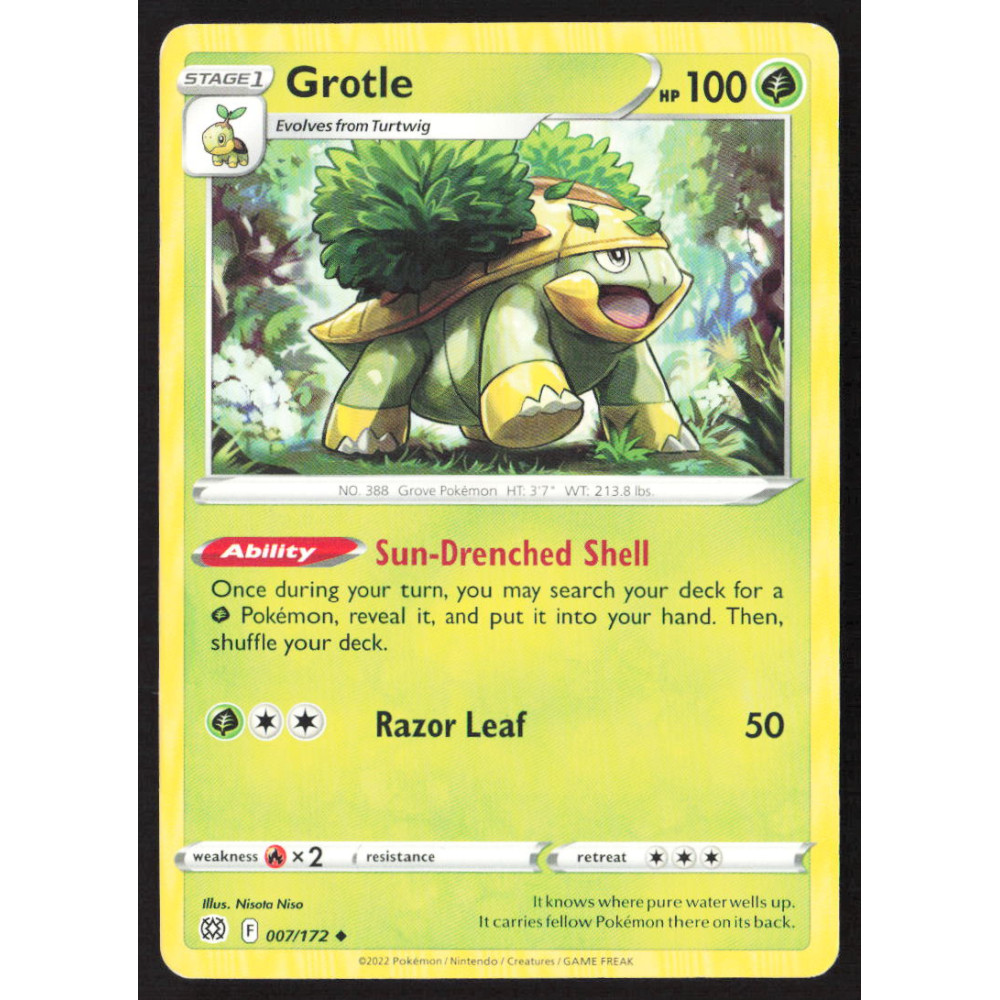 Pokémon card, 007/172, USED, Grotle, HP 100