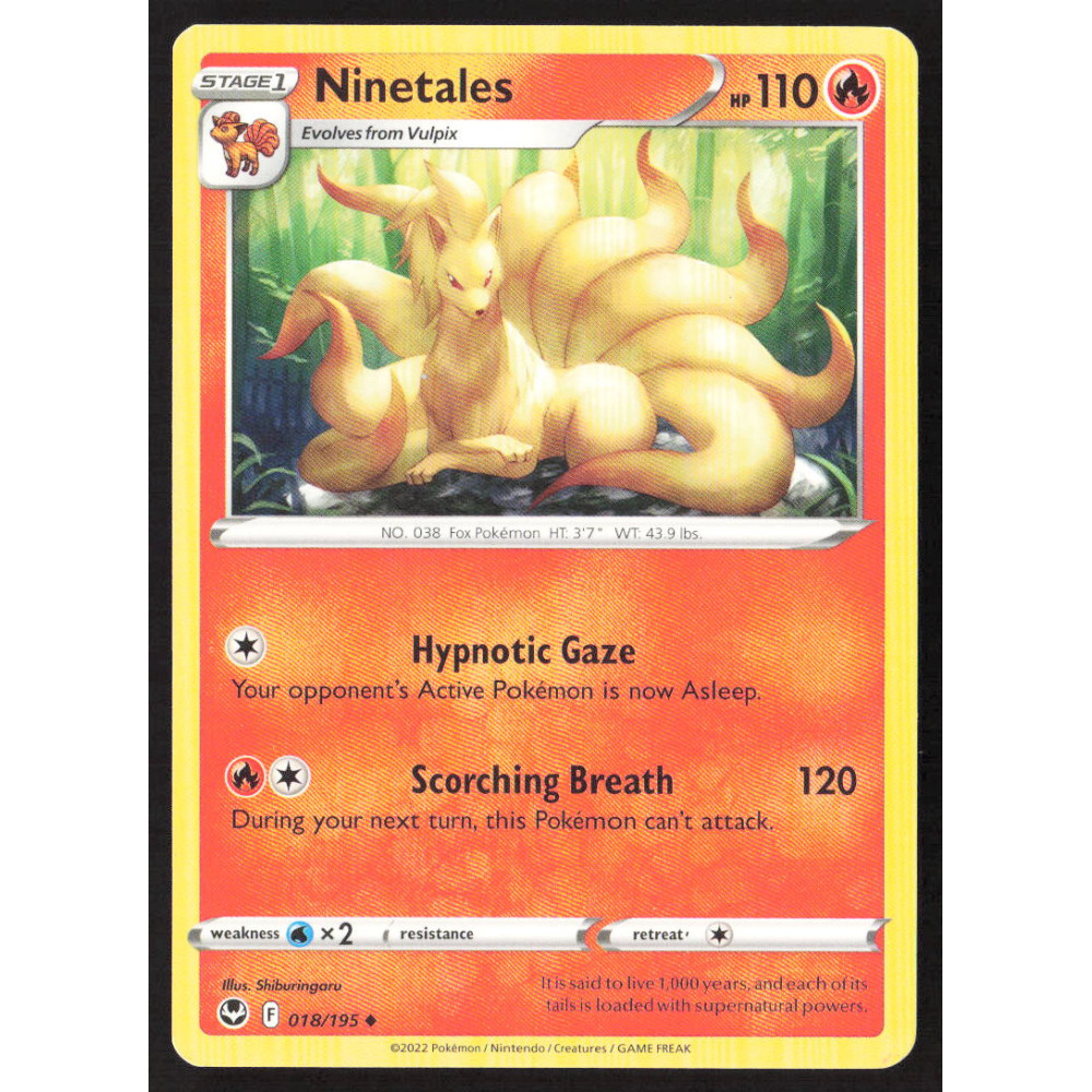 Pokémon card, 018/195, USED, Ninetales, HP 110