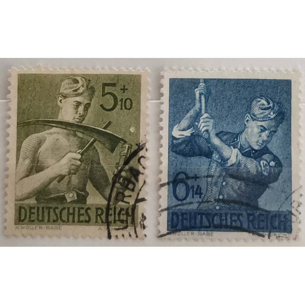 Serie Imperio Alemán (Deutsches Reich), 5+10 Pfg., Mi.851-852, Usado/#