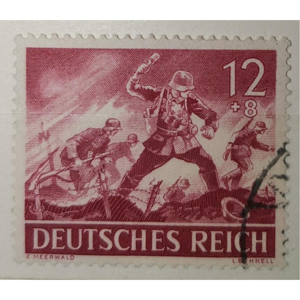 Briefmarke Deutsches Reich, 12+8 Pfg., Mi.836, Used/#