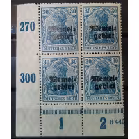 Bloque de cuatro Territorio de Memel, 30Pf, Mi.5, MNH**