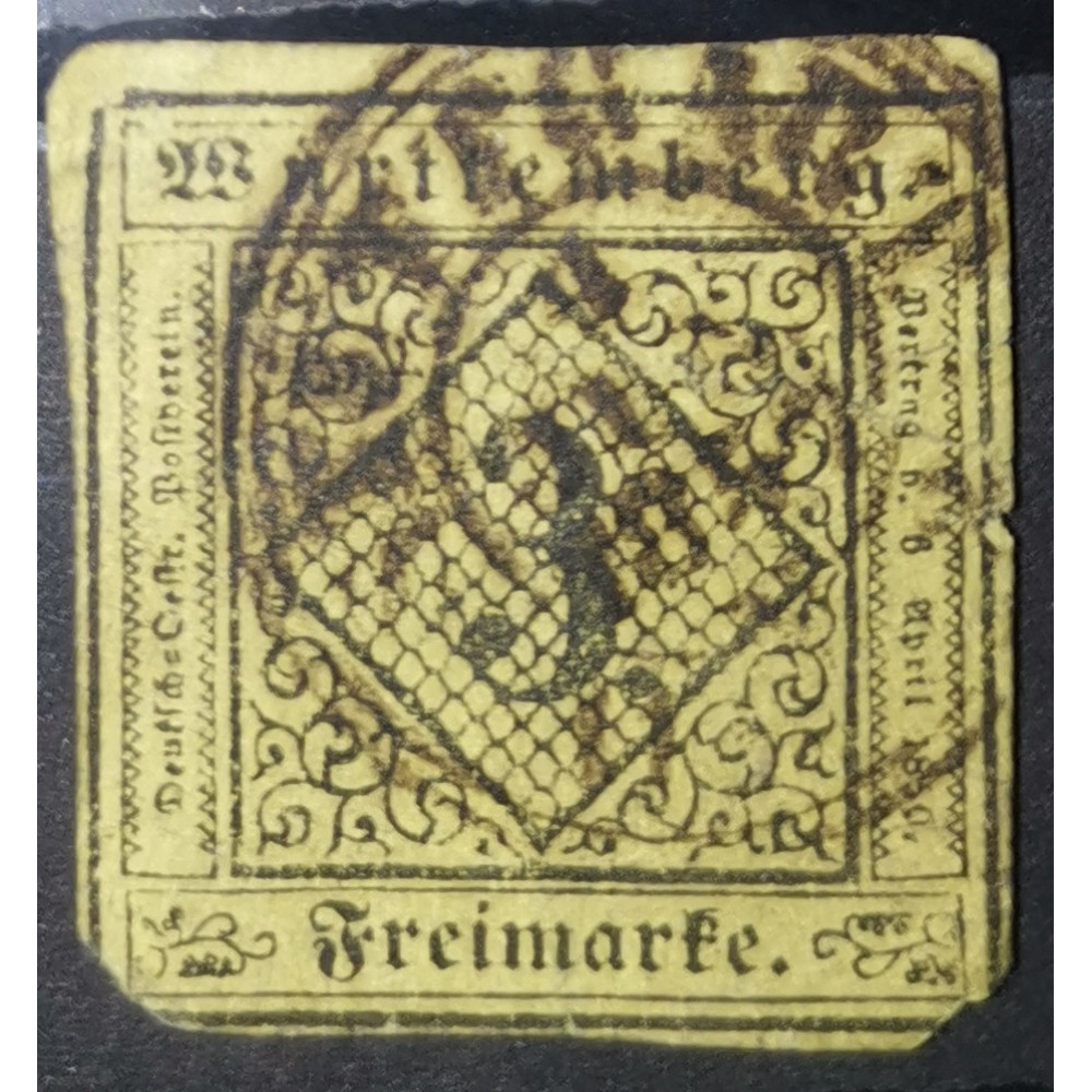 Sello Wurtemberg, 3 Kr, Mi.2, Usado/#