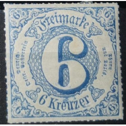 Stamp Thurn and Taxis, 6 Kr, Mi.53, MH*