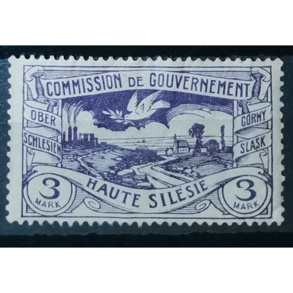 Stamp Upper Silesia, 3 M, Mi.28, MH*