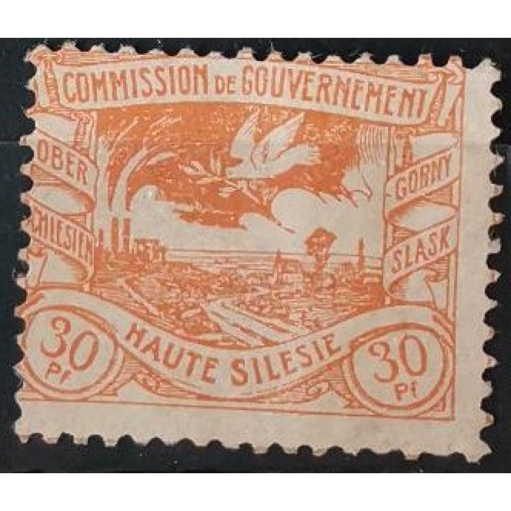 Stamp Upper Silesia, 30 Pf, Mi.20, MH*