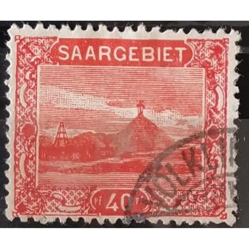 Sello Sarre, 40 Pf, Mi.59A, Usado/#