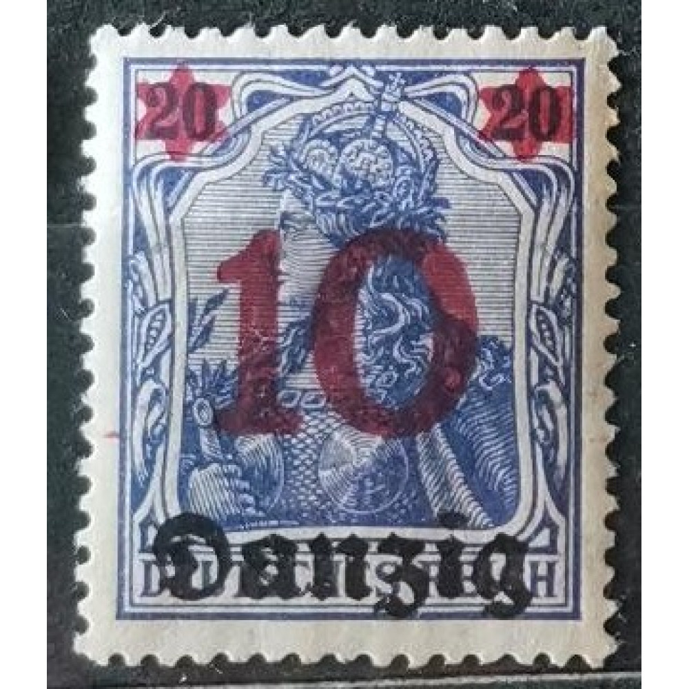 Sello Ciudad Libre de Dánzig, 10 / 20 Pf, Mi.17, MH*