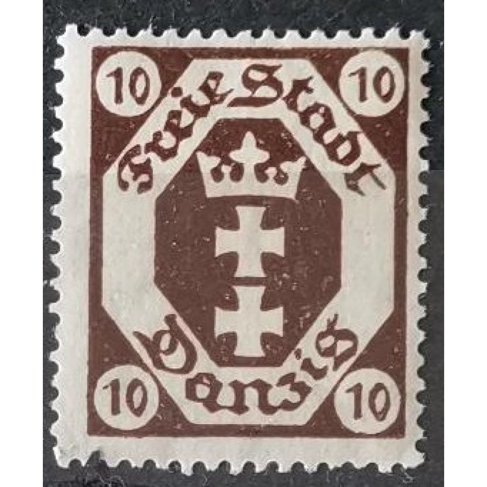 Briefmarke Frei Stadt Danzig, 10 Pf, Mi.74, MH*