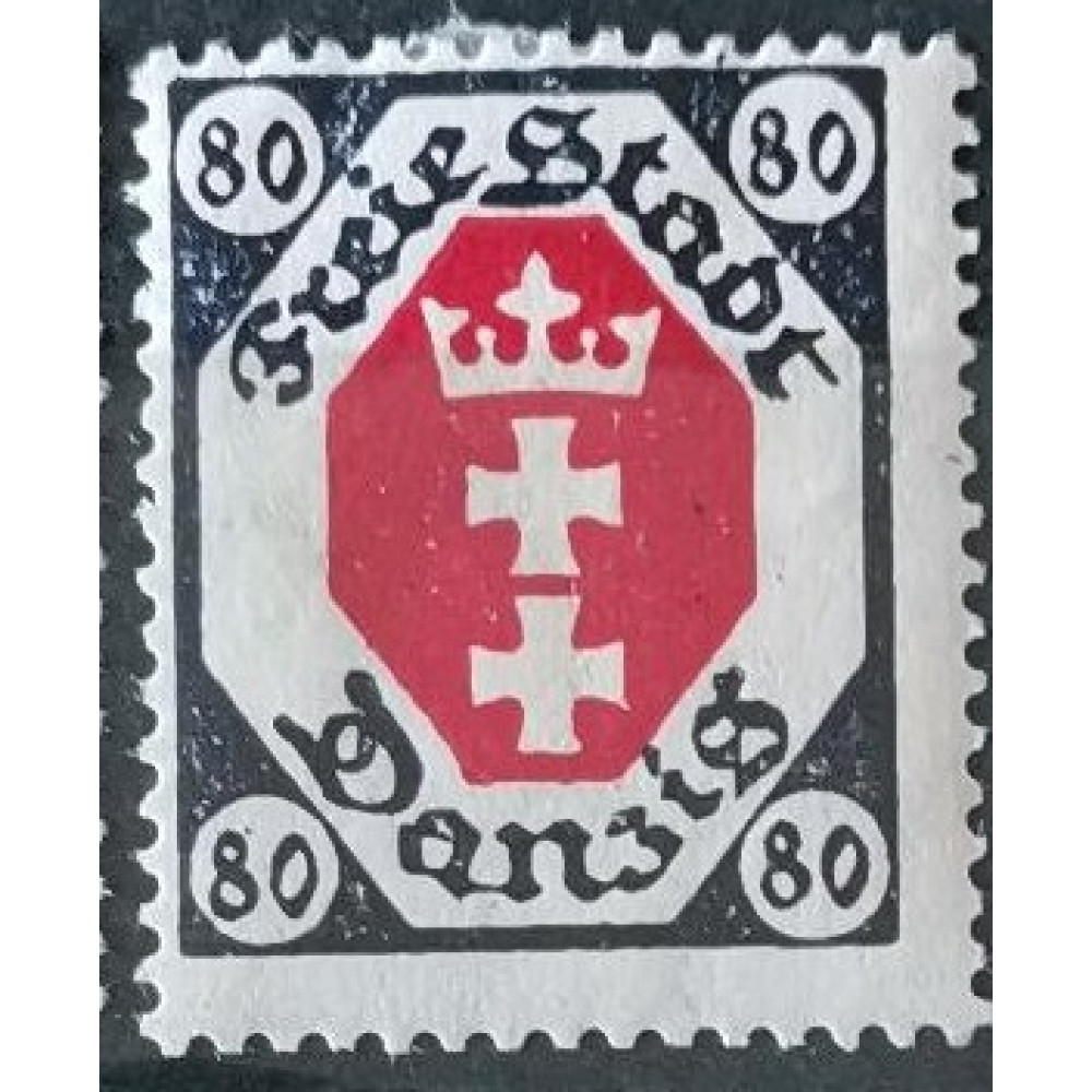 Briefmarke Frei Stadt Danzig, 80 Pf, Mi.82, MH*