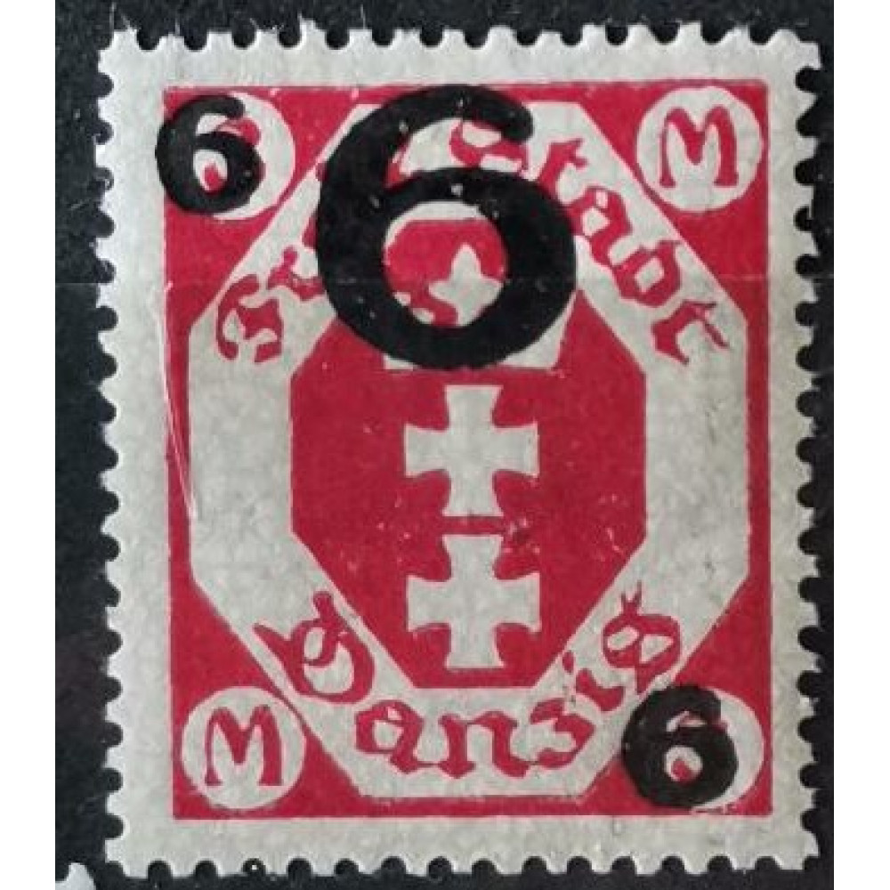 Sello Ciudad Libre de Dánzig, 6 / 3M, Mi.106, MH*