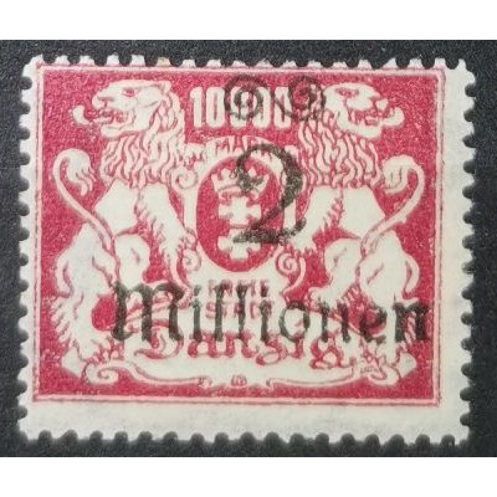 Sello Ciudad Libre de Dánzig, 2 millionen M, Mi.165, MH*