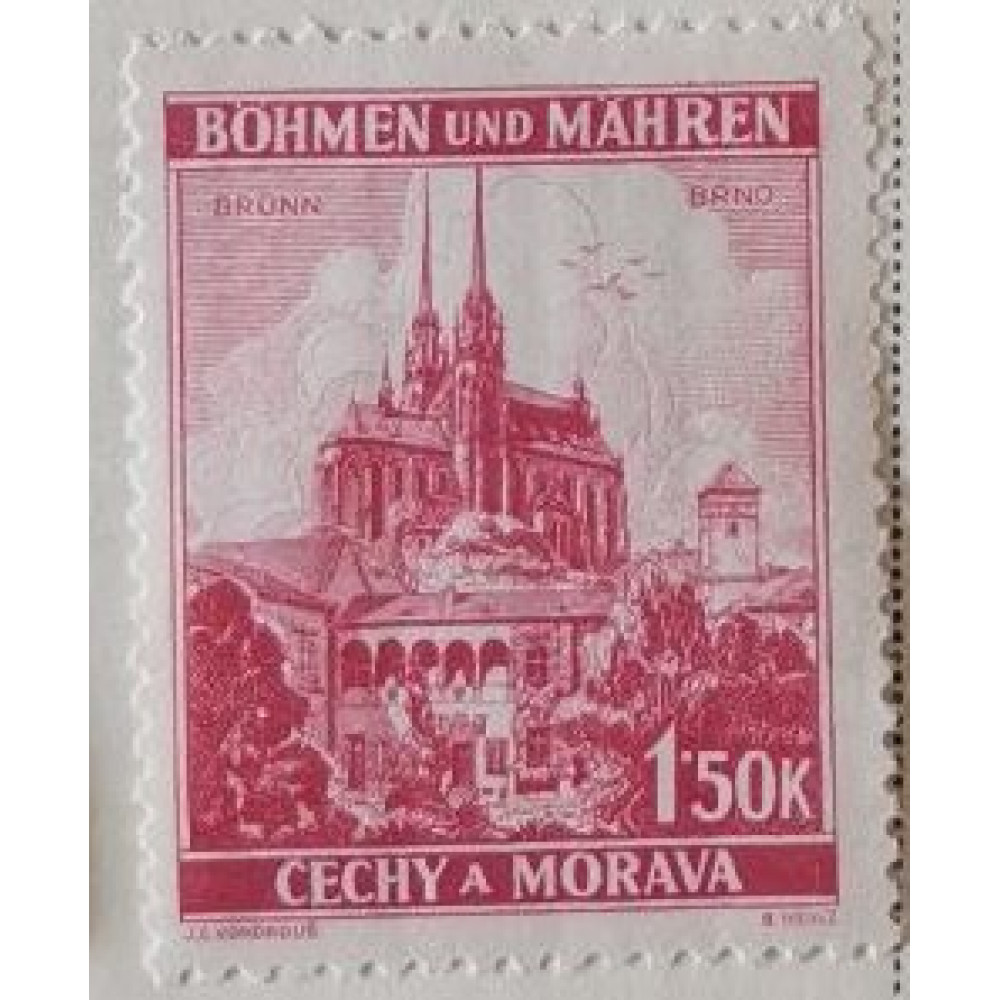 Sello Protectorado de Bohemia y Moravia, 1.50k, Mi.30, MH*