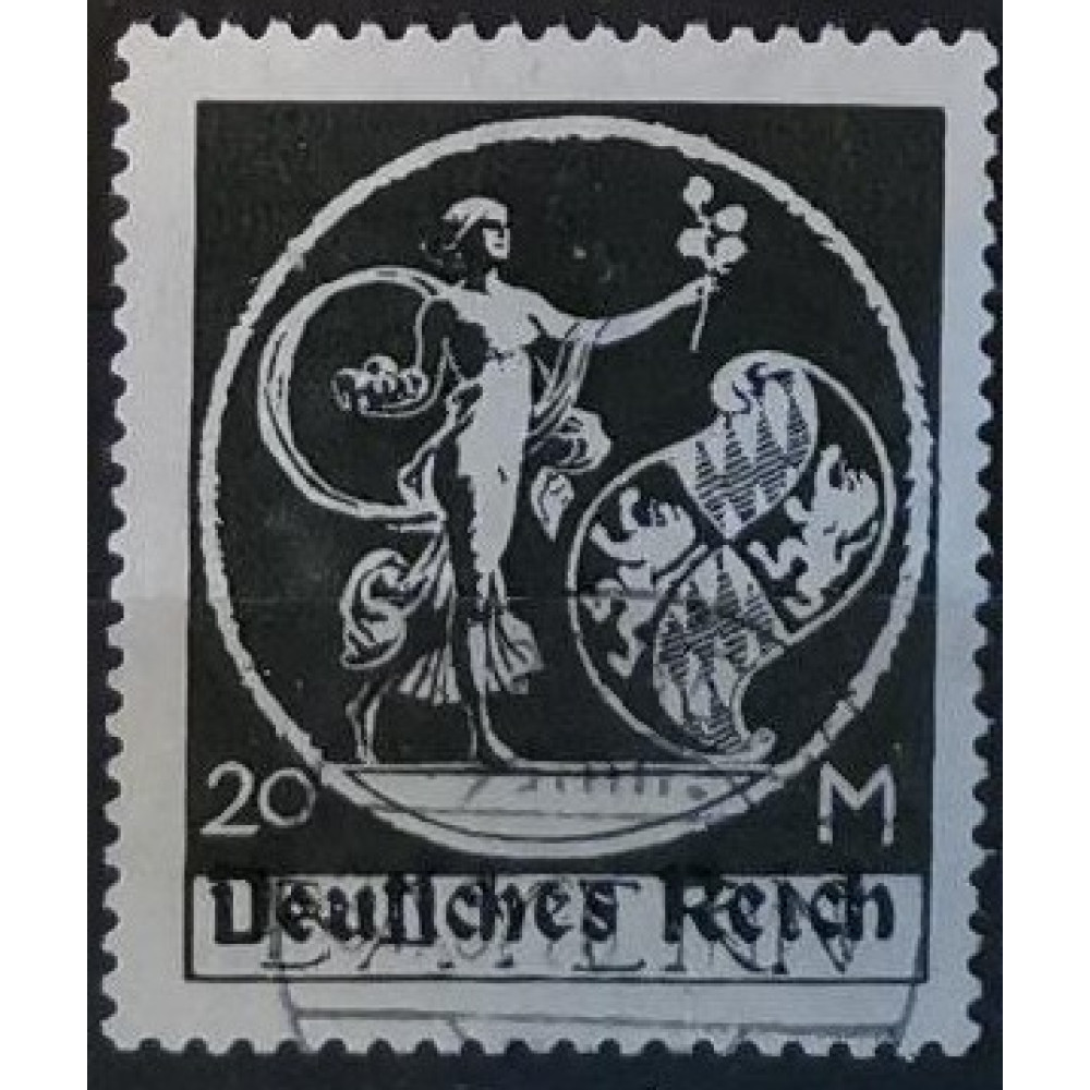 Sello Imperio Alemán (Deutsches Reich), 20Mk., Mi.138, Usado/#