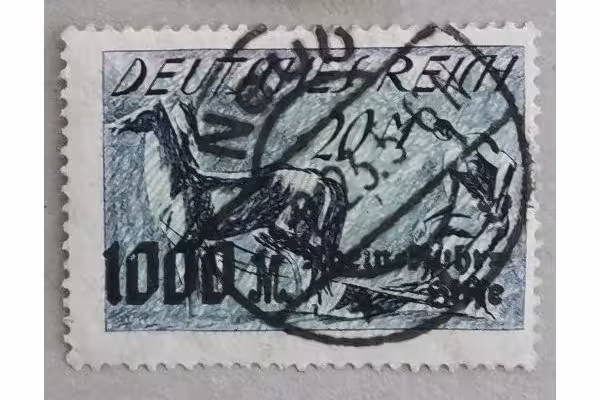 Známka Německo, Reich, 20+1000 Mk., Mi.260#