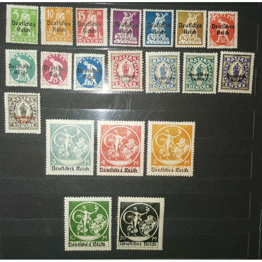 Série Reich Alemão, 5Pfg.-12Pfg., Mi.119-138, MH*
