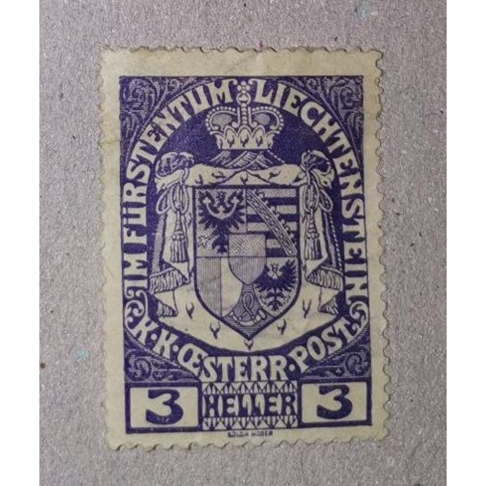 Sello Liechtenstein, 3 H, Mi.5, Usado/#