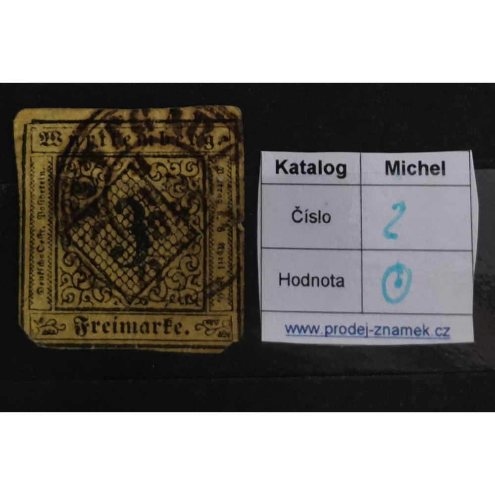 Sello Wurtemberg, 3 Kr, Mi.2, Usado/# 1