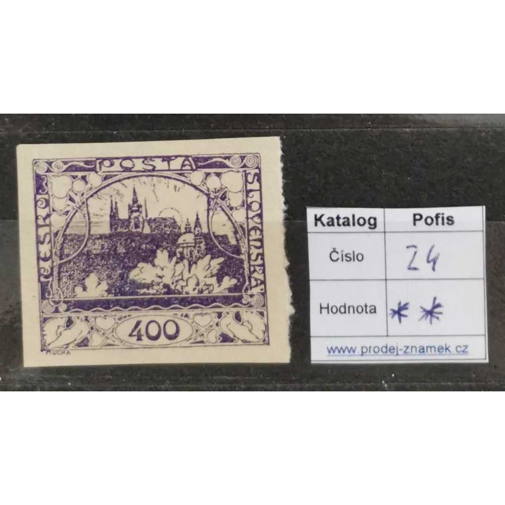 Sello Checoslovaquia, 400h, Pof.24, MNH** 1