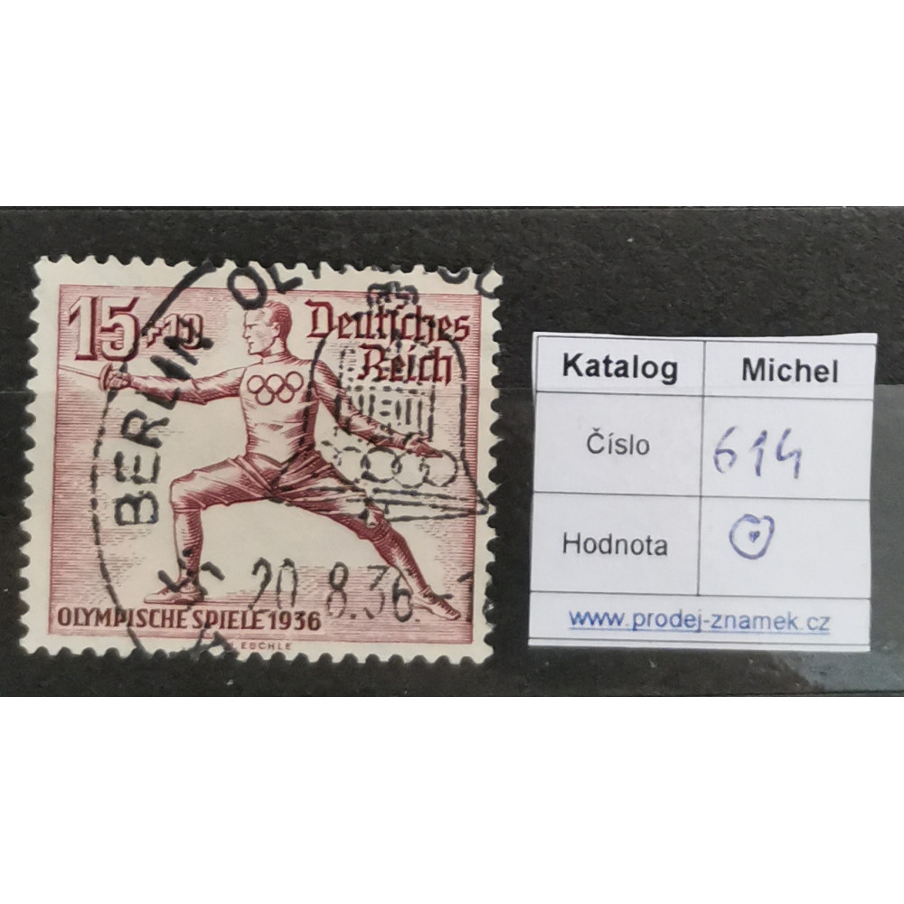 Sello Imperio Alemán (Deutsches Reich), 15+10 Pfg., Mi.614, Usado/# 1