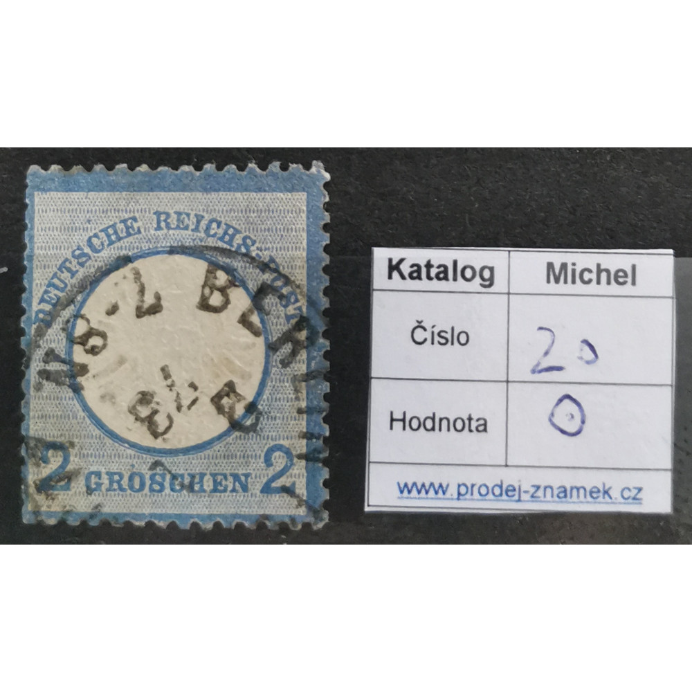 Sello Imperio Alemán (Deutsches Reich), 2Gr., Mi.20, Usado/# 1