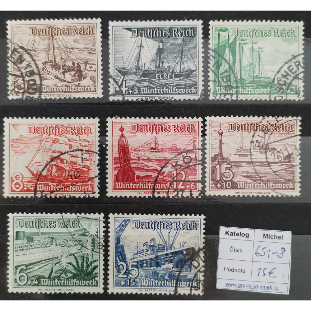 Serie Imperio Alemán (Deutsches Reich), 3+2 Pfg., Mi.651-658, Usado/# 1