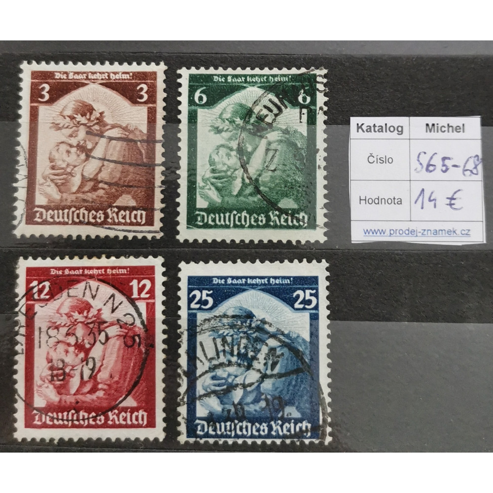 Série Německo, Reich, 3Pfg.-25Pfg., Mi.565-568-568# 1