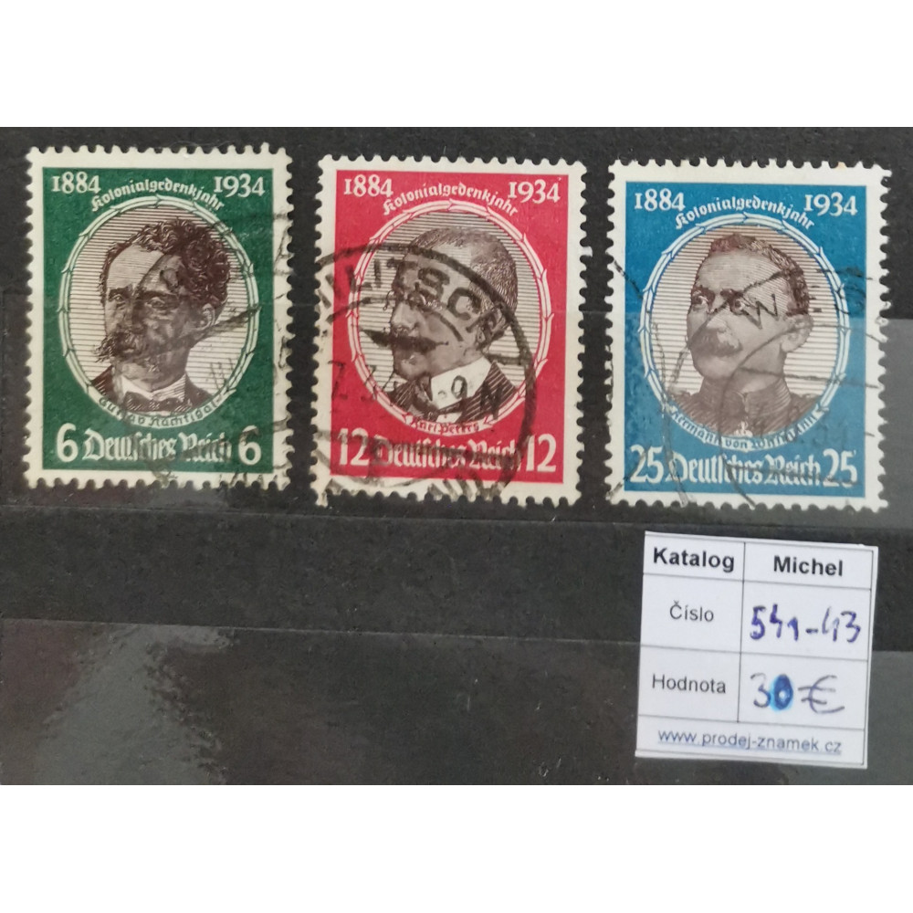 Série Reich Alemão, 6Pfg.-25Pfg., Mi.541-543, Usado/# 1