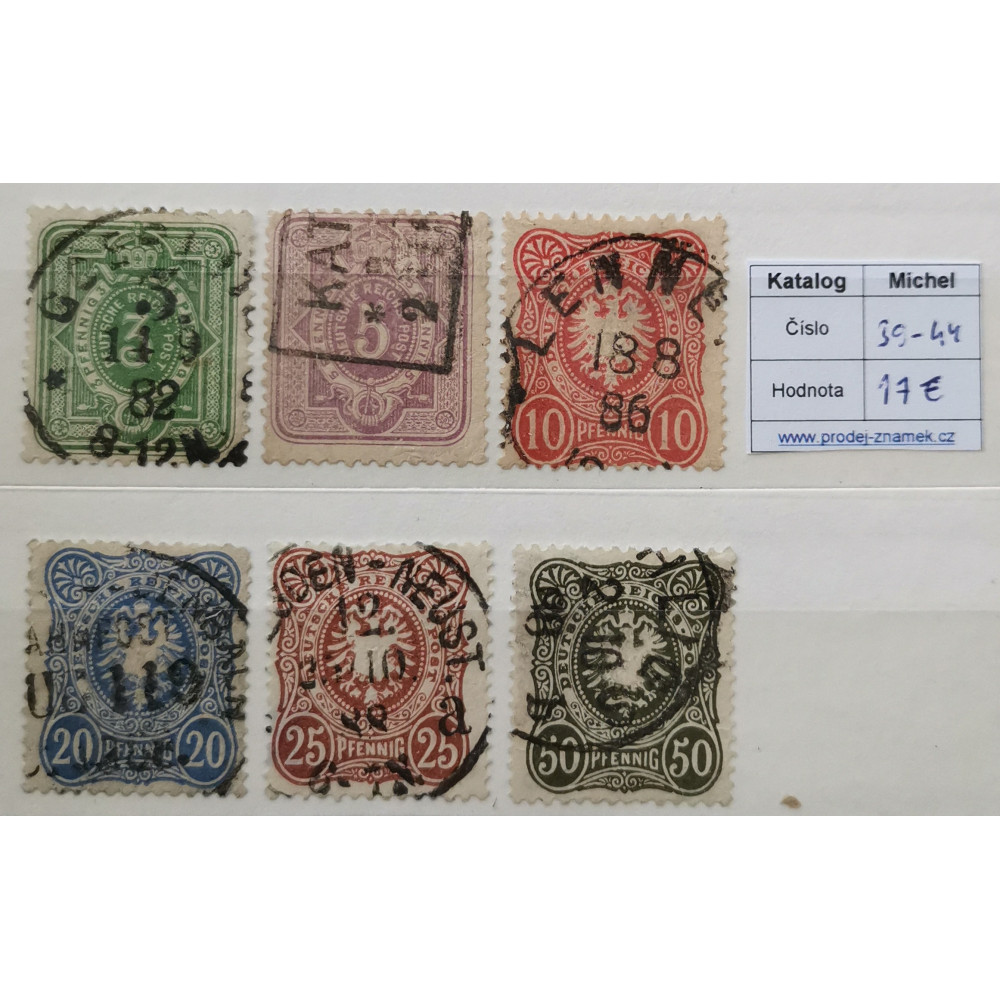 Série Reich Alemão, 3Pfg.-80Pfg., Mi.39-44-44-44, Usado/#