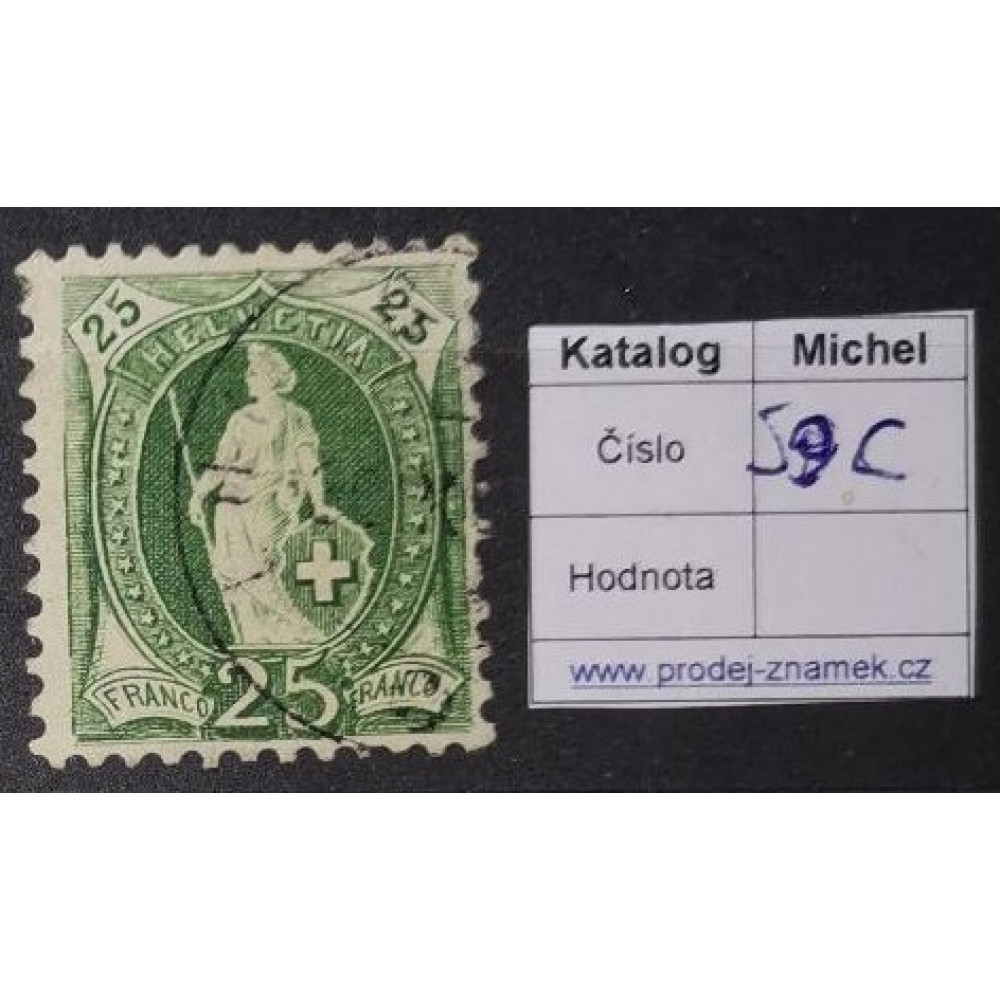 Známka Švýcarsko, 25(C), Mi.59C#