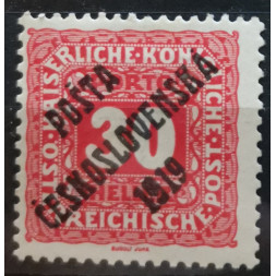 Briefmarke Tschechoslowakie PČ 1919, 30h, Pof.77, MH*