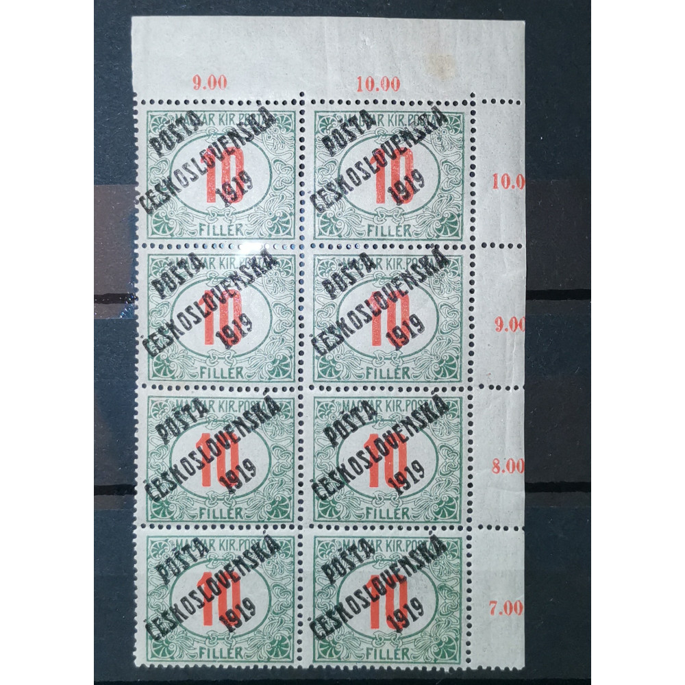 Bloco de dez Tchecoslováquia PČ 1919, 10f, Pof.135, MNH**