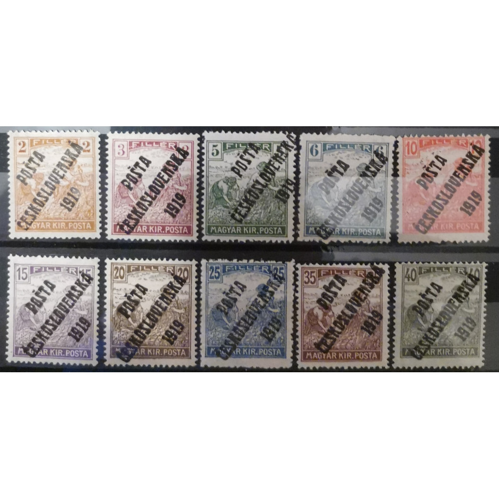 Serie Checoslovaquia PČ 1919, 2f-40f, Pof.101-110-110, MH*