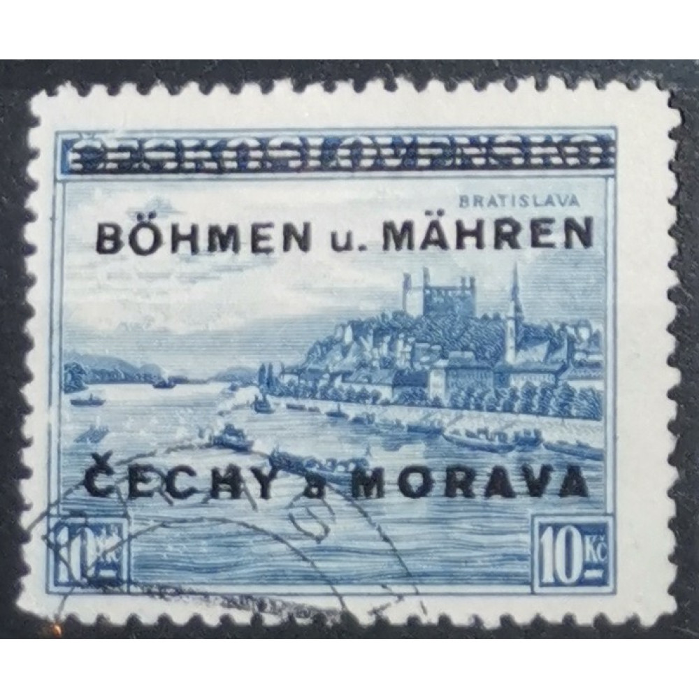 Sello Protectorado de Bohemia y Moravia, 10Kč, Pof.19, Usado/#