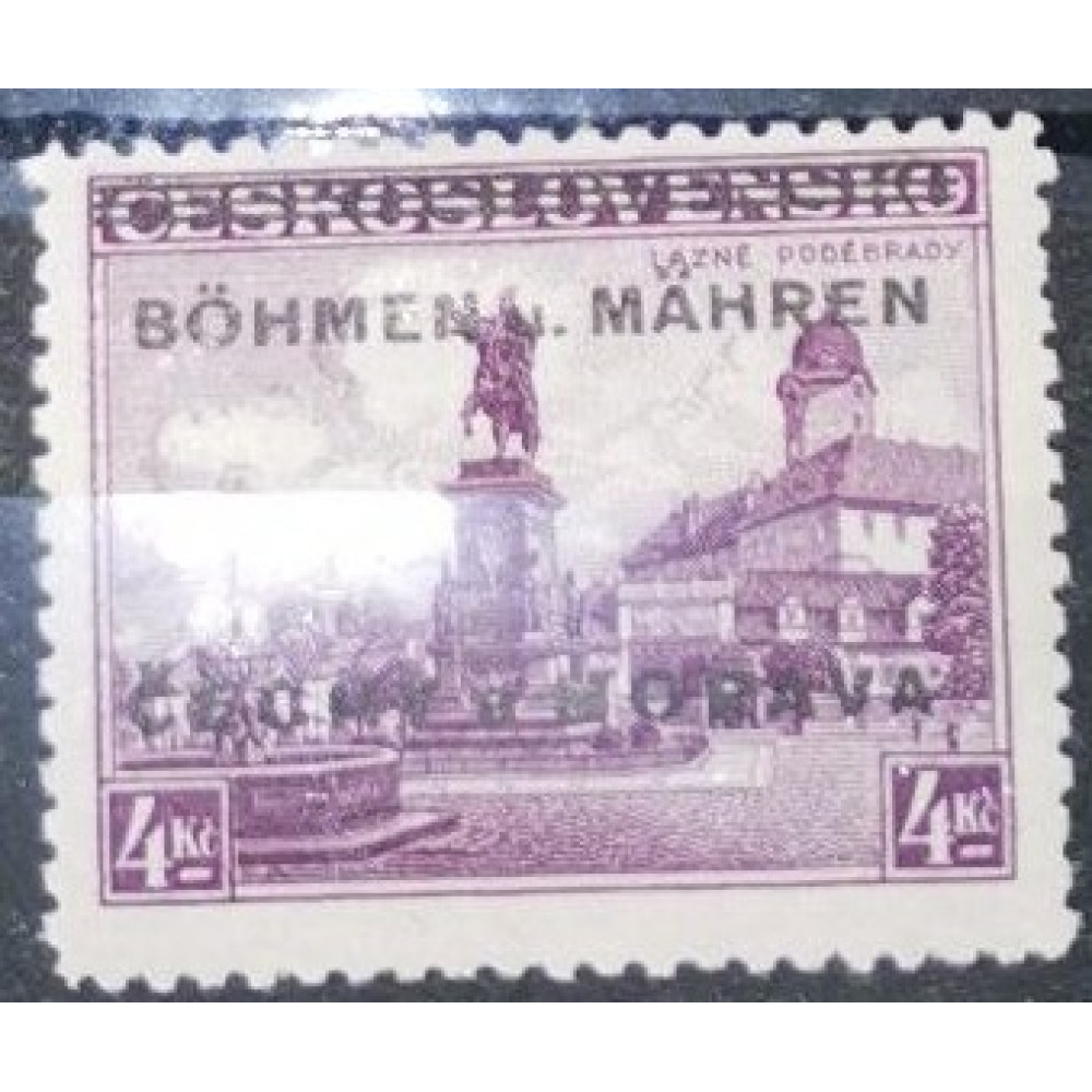 Sello Protectorado de Bohemia y Moravia, 4Kč, Pof.17, MH*
