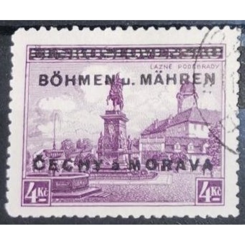 Sello Protectorado de Bohemia y Moravia, 4Kč, Pof.17, Usado/#