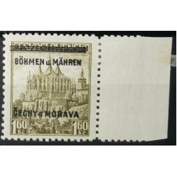 Briefmarke Böhmen und Mähren Protektorat, 1.60Kč, Pof.13, MH*