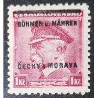 Známka Protektorát Čechy a Morava, 1Kč, Pof.9**