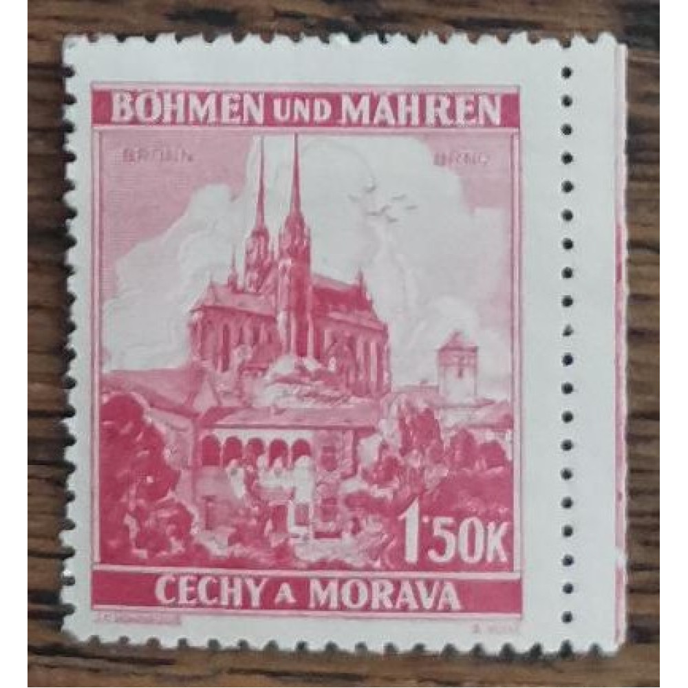 Sello con viñetas Protectorado de Bohemia y Moravia, 1.50K, Pof.33, MH*