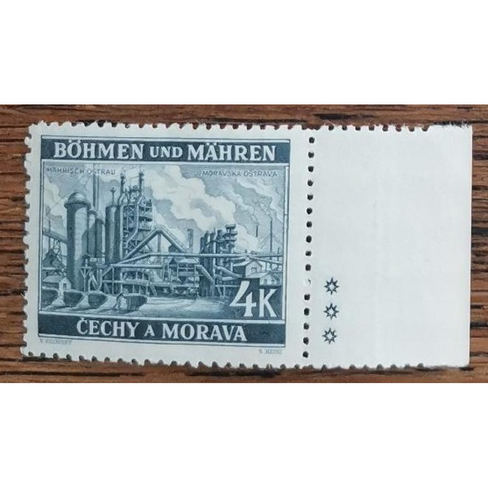 Sello con viñetas Protectorado de Bohemia y Moravia, 4K, Pof.37, MH*
