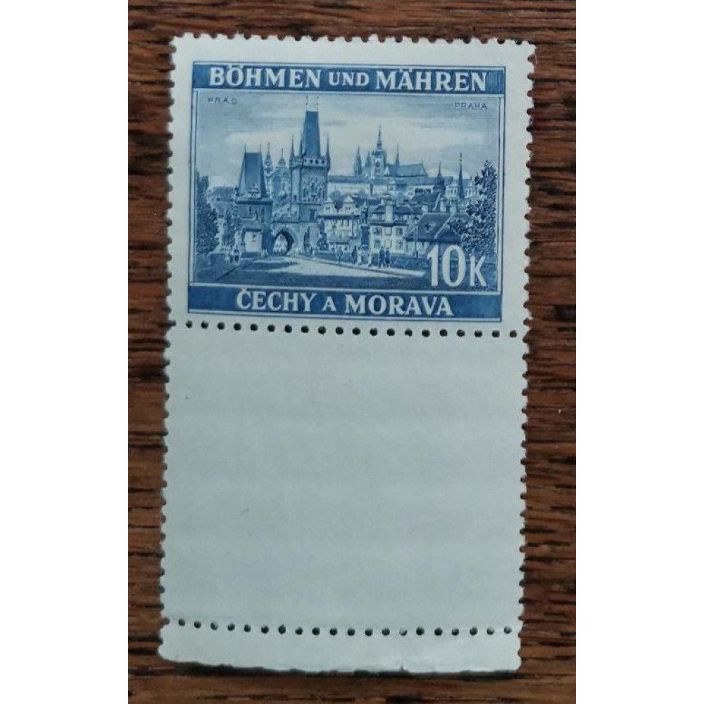 Sello con viñetas Protectorado de Bohemia y Moravia, 10K, Pof.39, MH*