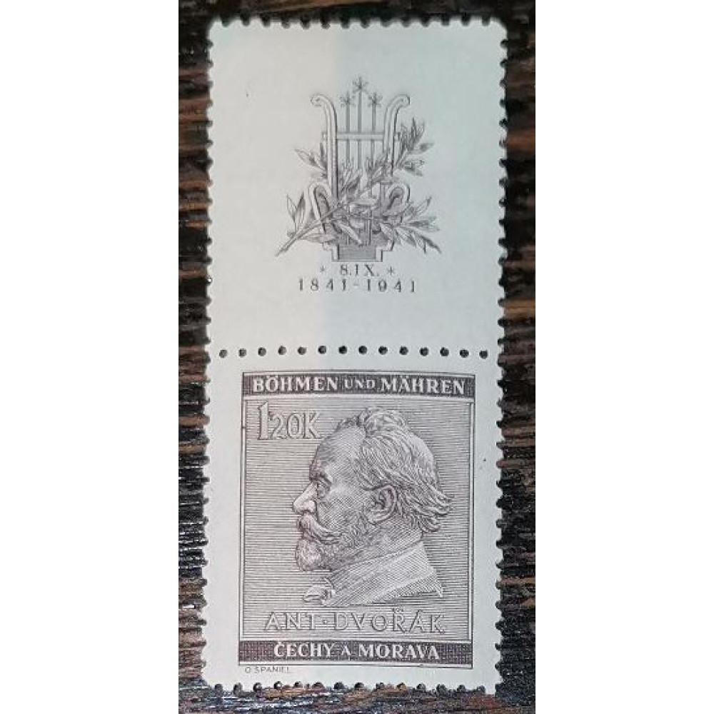 Sello con viñetas Protectorado de Bohemia y Moravia, 1.20K, Pof.63, MH*