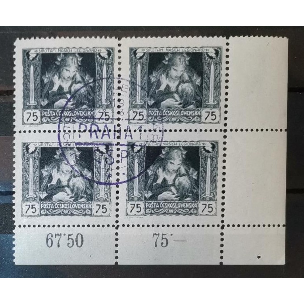 Viererblock Tschechoslowakie, 75h, Pof.30, Used/#