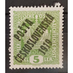 Stamp Czechoslovakia PČ 1919, 5h, Pof.34, MH* Stamp Czechoslovakia PČ 1919, 5h, Pof.34, MH*