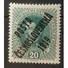 Známka ČSR PČ 1919, 20h, Pof.39*, I. typ přetisku 