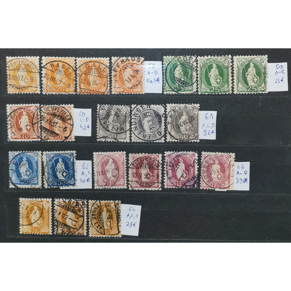 Překársná série Švýcarsko, 20(C)-3Fr, Mi.58-64, Used/#, katalog 756 EUR!!